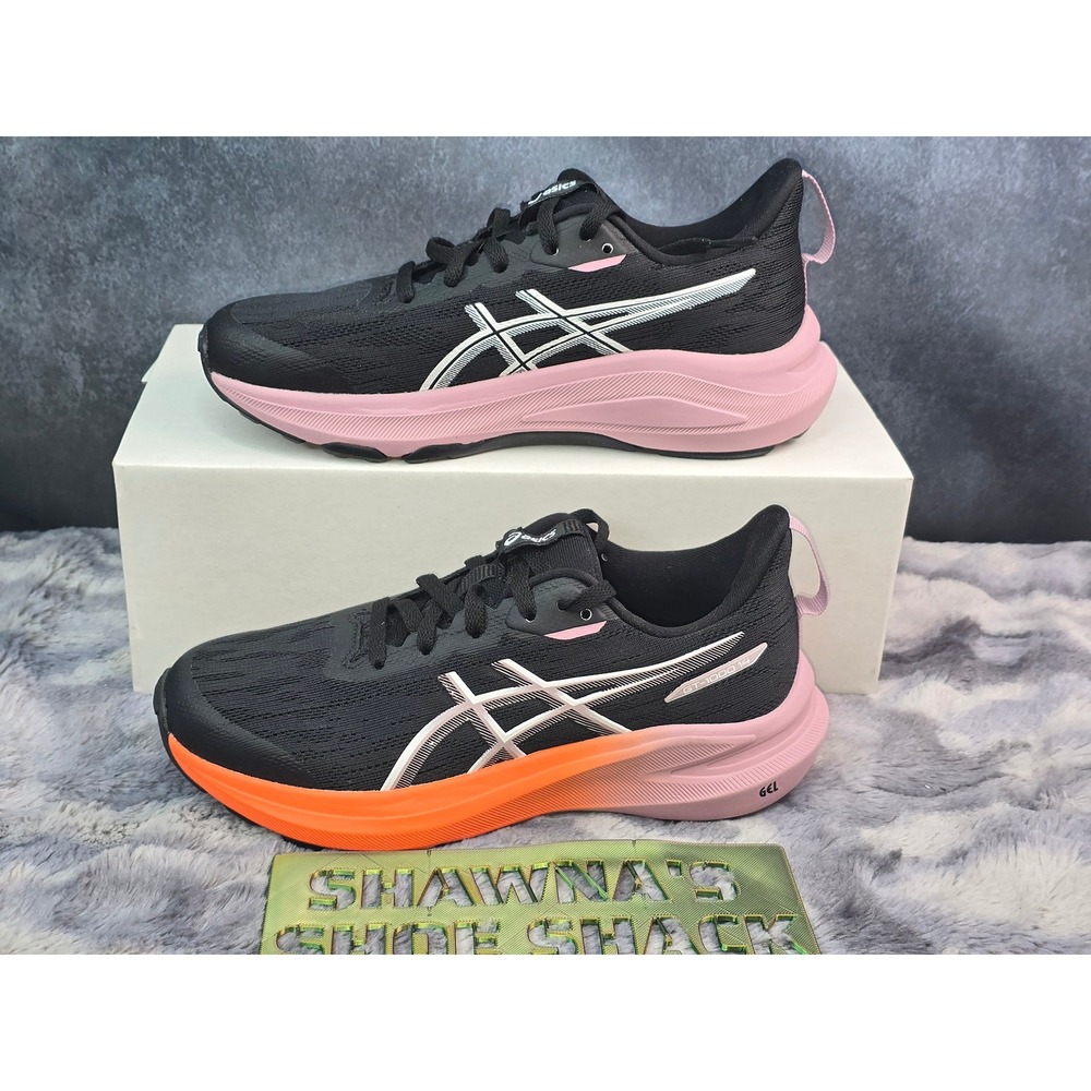 NWOT Asics GT-1000 14 Running Shoes Black Pink Orange Kids Size 3 1014A382